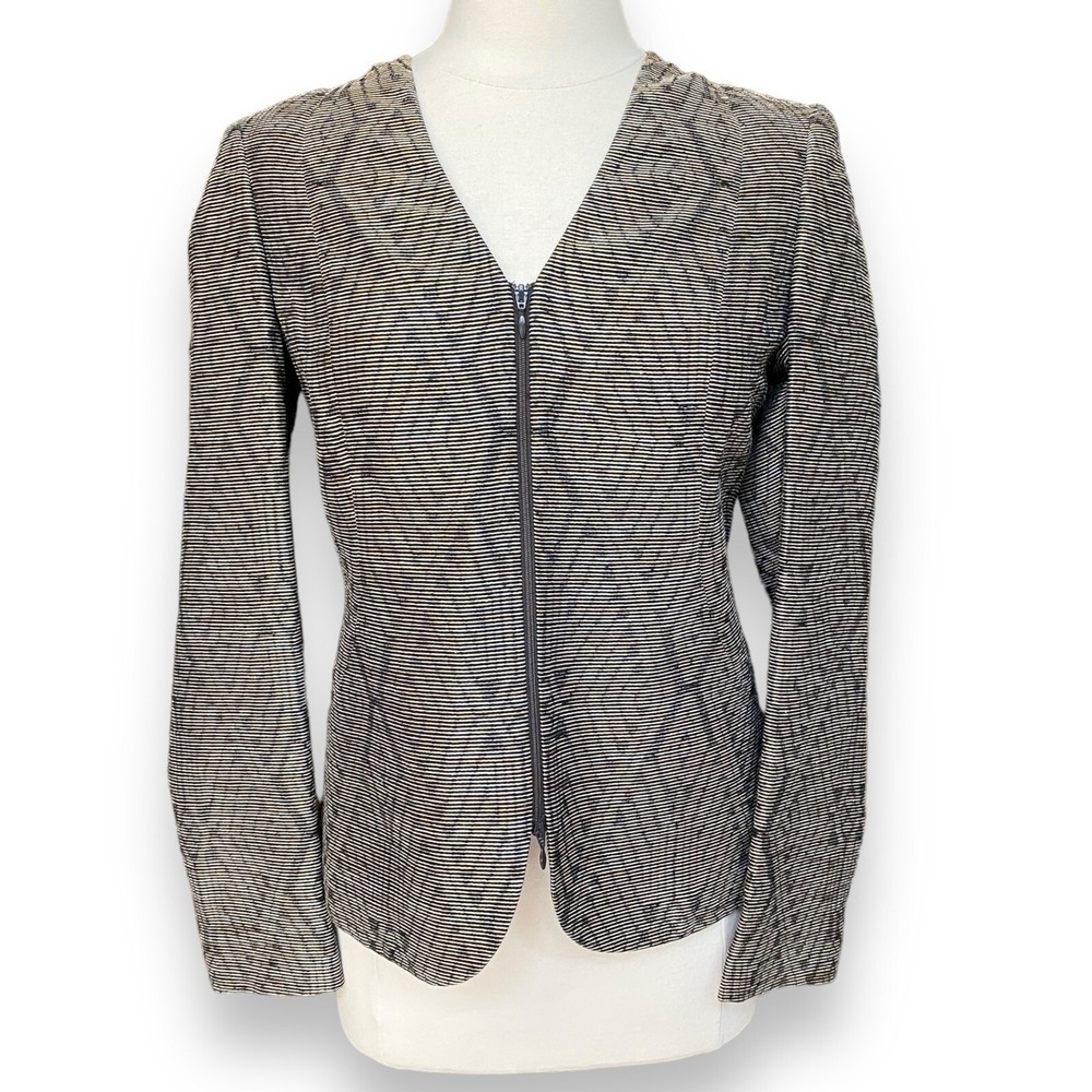 Lafayette 148 Women's Size 6 Blazer Top Metallic Gold Zip Front‎ Jacket Career